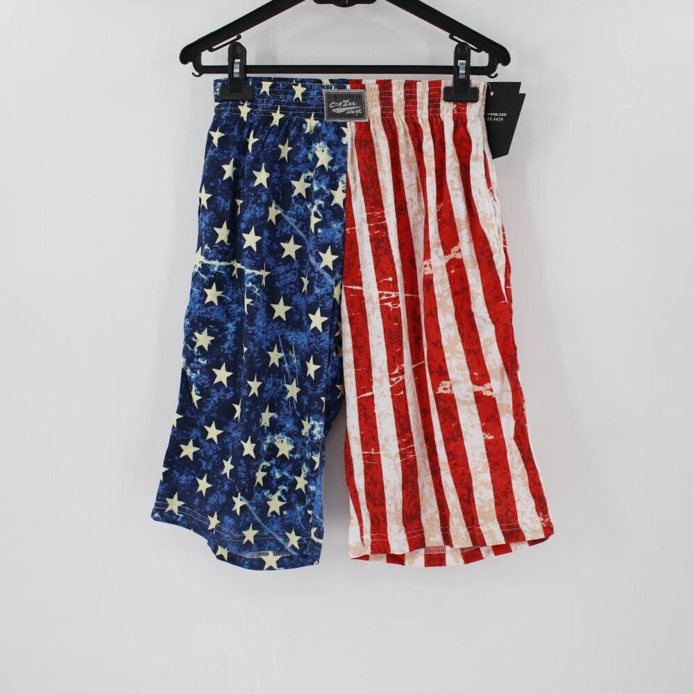 Vintage 90s NWT Crazee Wear Shorts Mens Medium American Flag Relaxed Fit patriot
